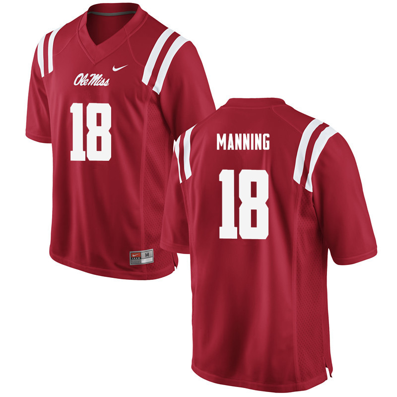 Ole Miss Rebels #18 Archie Manning College Football Jerseys-Red